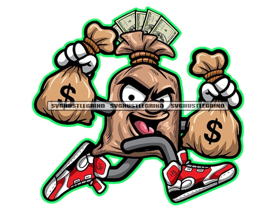 Money Bag Cartoon Character Running Holding Money Bags - Etsy Money Bag Cartoon Character Running Holding Money Bags - Etsy