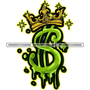 Green Dollar Sign Crown Royality Royal Money Bank Cash Currency Sign Symbol Icon Graphic SVG Vector Cutting Files PNG JPG Cricut Silhouette