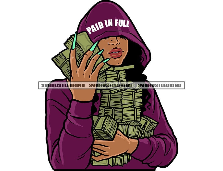 Black Woman Purple Hoodie Paid in Full Armful Cash Money Etsy