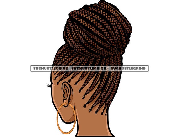 Black Woman Back Head Dread Locs Faux Sister Locs Bun Hairstyle Neck Hoops  Graphic Grind SVG Vector Cutting Files PNG JPG Cricut Silhouette - Etsy  Norway