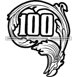 One Hundred Dollar Bill Gold Cash Money Logo Design Element Hustle Grind Hustling B/W SVG Vector Layered Cut Files PNG JPG Cricut Silhouette