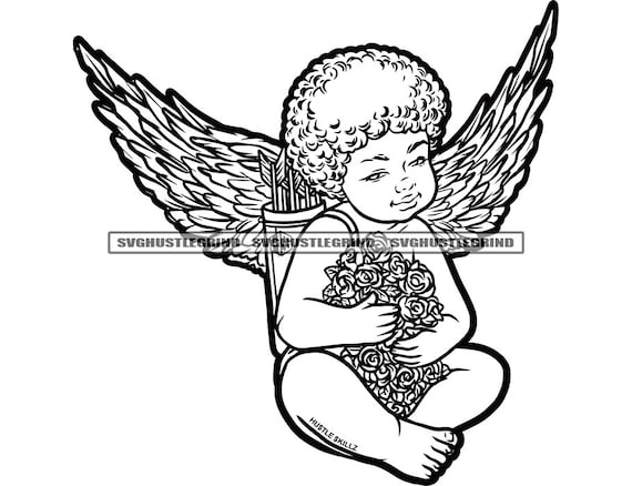 Tapis de bain Mignon petit ange aux yeux fermés avec des ailes 