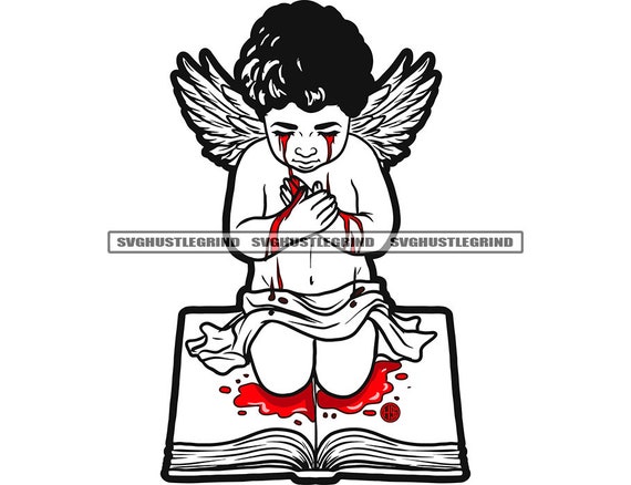Afro Angel Black Boy Praying Prayers Pray Bible Beggin Lord Crying Blood  Dripping B/W SVG Vector Cutting Files PNG JPG Cricut Silhouette - Etsy  Finland