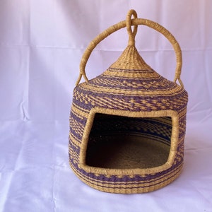 Straw Cat bed or Dog Bed Cat cave , pet bed , cat house ,pet furniture hand made with Straw XXL Extra Large, cat cave bed