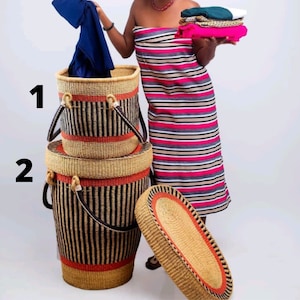 laundry hamper | travel laundry bag | laundry bags | laundry basket with lid | wicker laundry basket | African Woven Laundry Basket Bolga