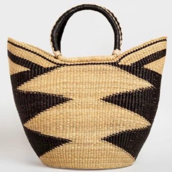 hand woven u shape women straw summer basket bag