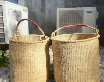 Cesta grande para la ropa Bolga tejida a mano con asa - African Basket