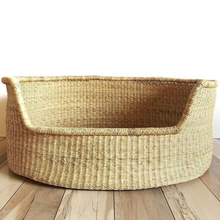 large wicker pet bed