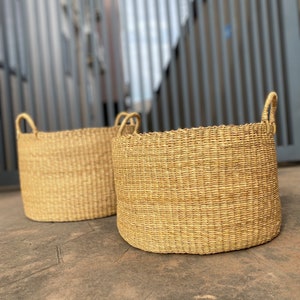 Hamper Basket , Laundry Basket , Large floor basket with handle , Bolga Floor Basket