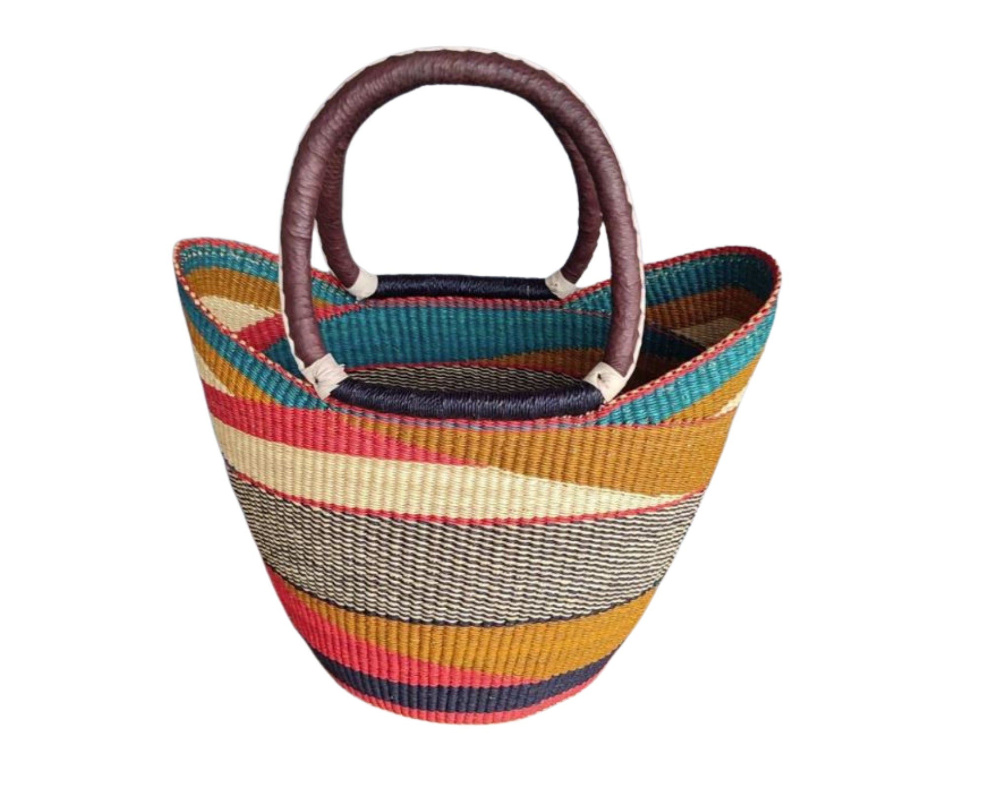 Large U-Shopper Bolga Baskets , shopping basket ,market basket, decorative basket, basket with handle, storage basket, u-shape basket