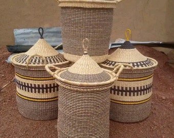 Handwoven Laundry Basket with Lid: Large Nursery Storage Organizer