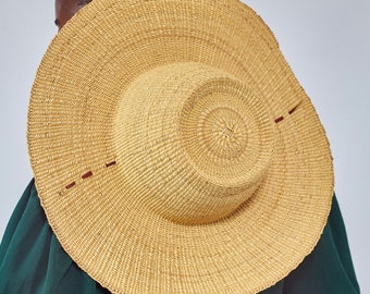 Handmade Bolga Straw Sun Hat: African Woven Farmers Hat
