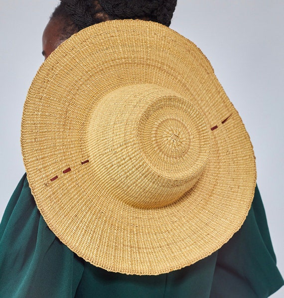 Vintage African bolga Braided Straw Sun Hat Handmade Bolga Straw Sun Hat: African Woven Farmers Hat - Etsy main image 4