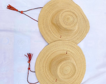 Handmade Bolga Straw Sun Hat: African Woven Farmers Hat