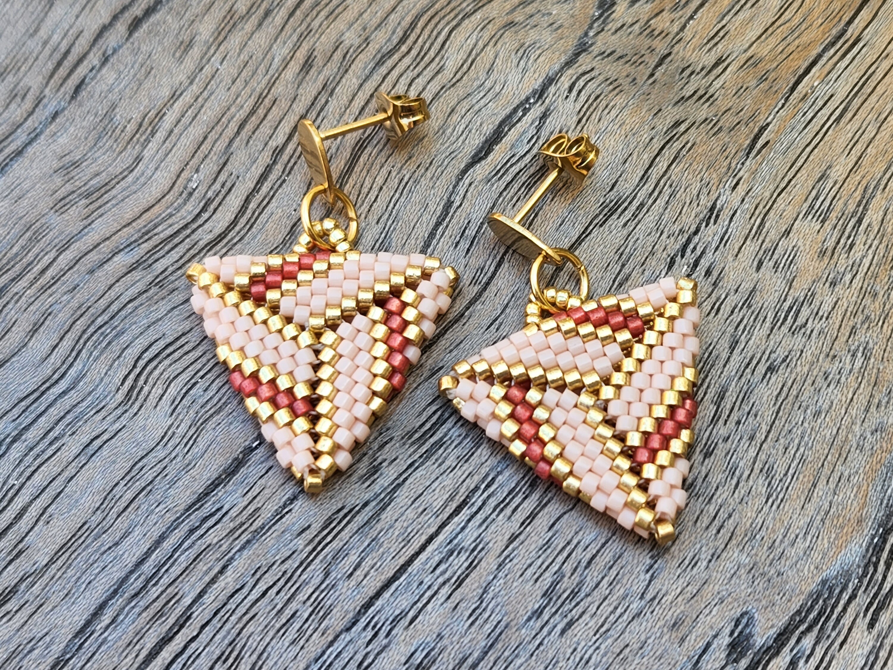 Unisex Gold Triangle Stud Earrings With Black Enamel - Stainless Steel, 10mm, 2 Pairs - View #12