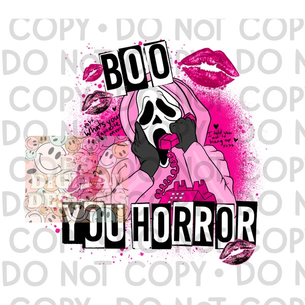 boo you horror, sublimation, png, digital download, movie, character, horror, mean girls, scary, halloween, pink
