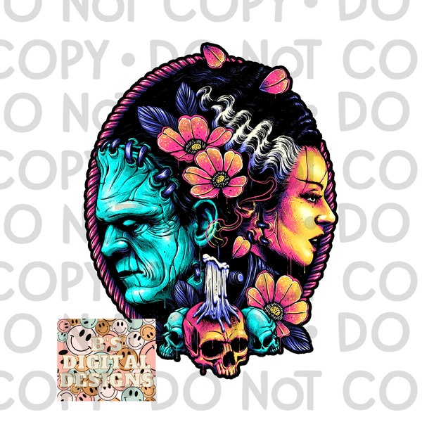 frankenstein, bride of frankenstein, Halloween, PNG, Digital Download, For Sublimation