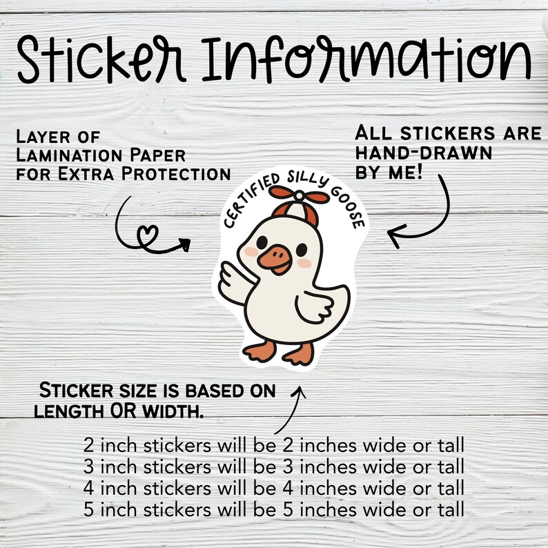 Silly Computer Decals Kawaii Silly Goose Sticker, Hand Drawn, Laminated, Water-resistant ...