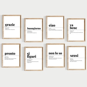 funny italian words, funny italian definition set 2, PRINTABLES, italian wall art, italian definitions