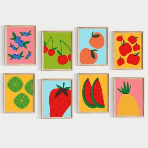 fruit art prints, colorful kitchen wall art, fruit kitchen decor, colorful fruit art, colorful fruit art, fruit prints, DIGITAL DOWNLOAD