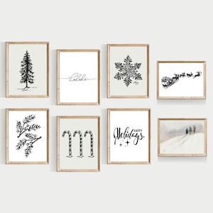 christmas wall art, PRINTABLES, vintage christmas prints, neutral christmas art image 1