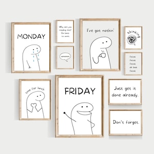 funny office wall gallery, PRINTABLE, office wall art, funny wall art, office prints, home office art, funny work prints