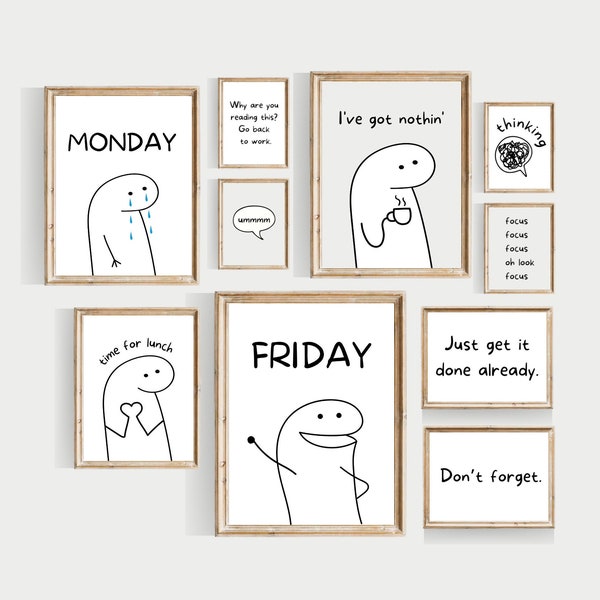 funny office wall gallery, PRINTABLE, office wall art, funny wall art, office prints, home office art, funny work prints