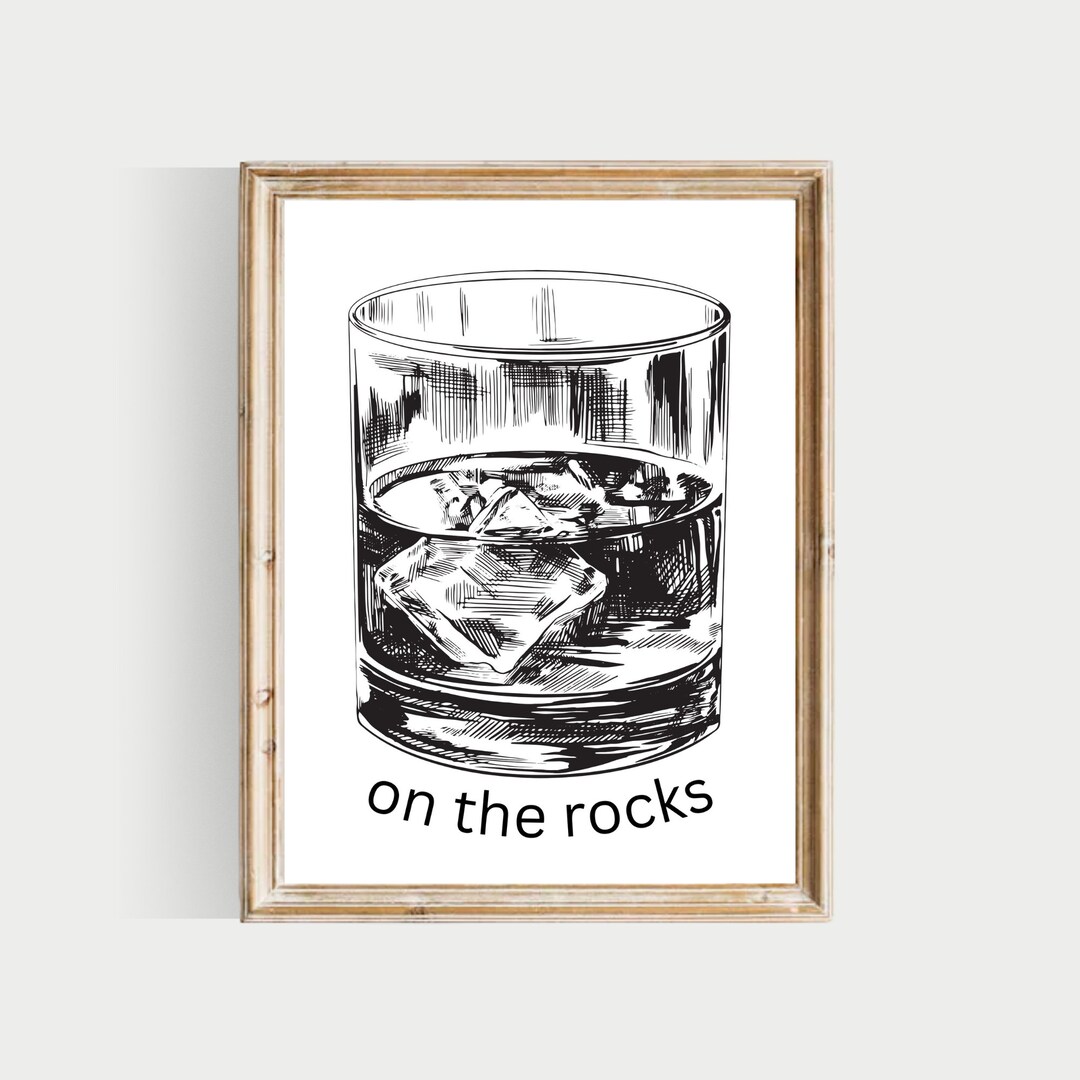 On the Rocks Print, PRINTABLE, Bar Art, Bar Wall Art, Printable Bar Art ...