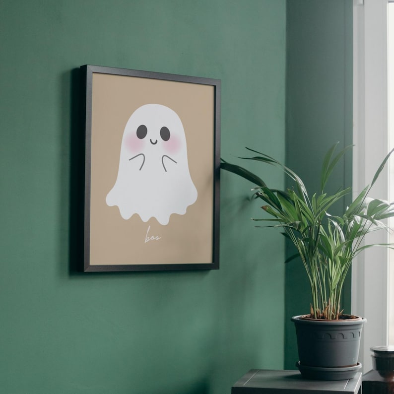 Söt spöktryck, neutral Halloweendekoration (digital nedladdning) bild 7