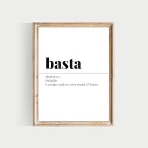 italian words, basta print, PRINTABLE, italian wall art, italian definitions, funny italian words