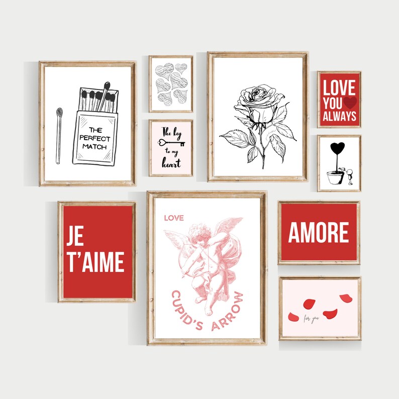 valentines day printables, 40 PRINTS, valentines day bundle, valentines day decor, valentines day gallery wall art zdjęcie 2