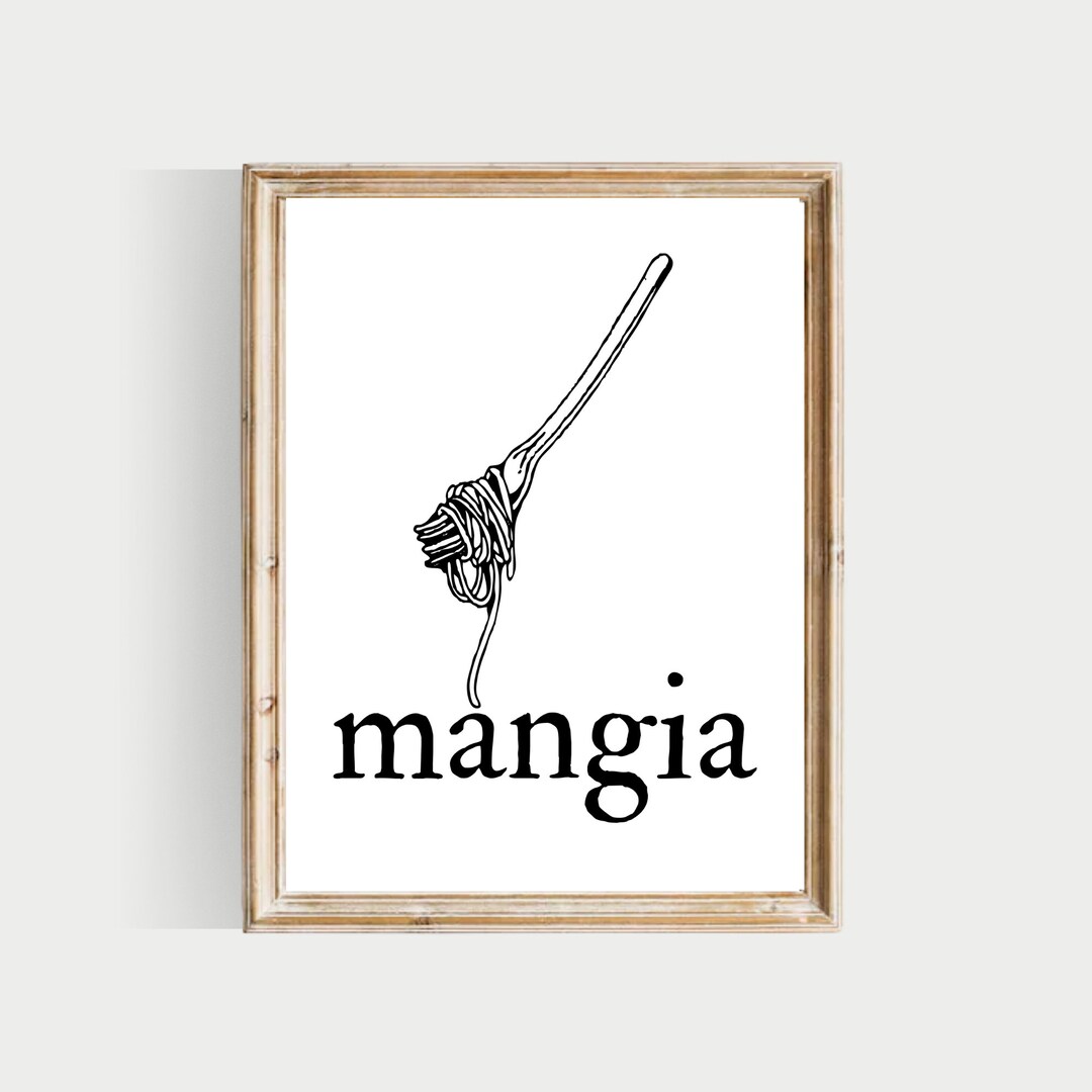 Mangia Pasta Fork Art, PRINTABLE, Italian Art, Itailan Wall Art, Mangia ...