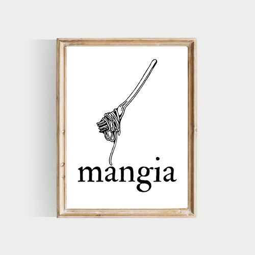 Mangia and Pasta Fork PRINTABLE Italian Pasta Mangia Wall - Etsy