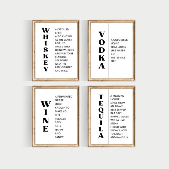 Bar Art Set PRINTABLE Liquor Definition Set Vodka Print Etsy