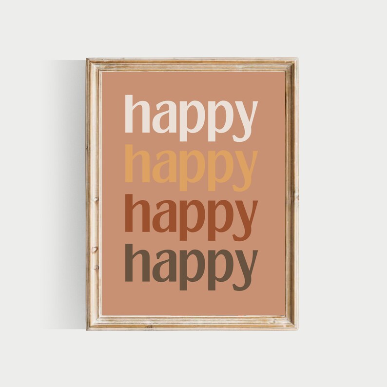 Happy Print PRINTABLE Happy Wall Art Fall Prints Holiday Etsy