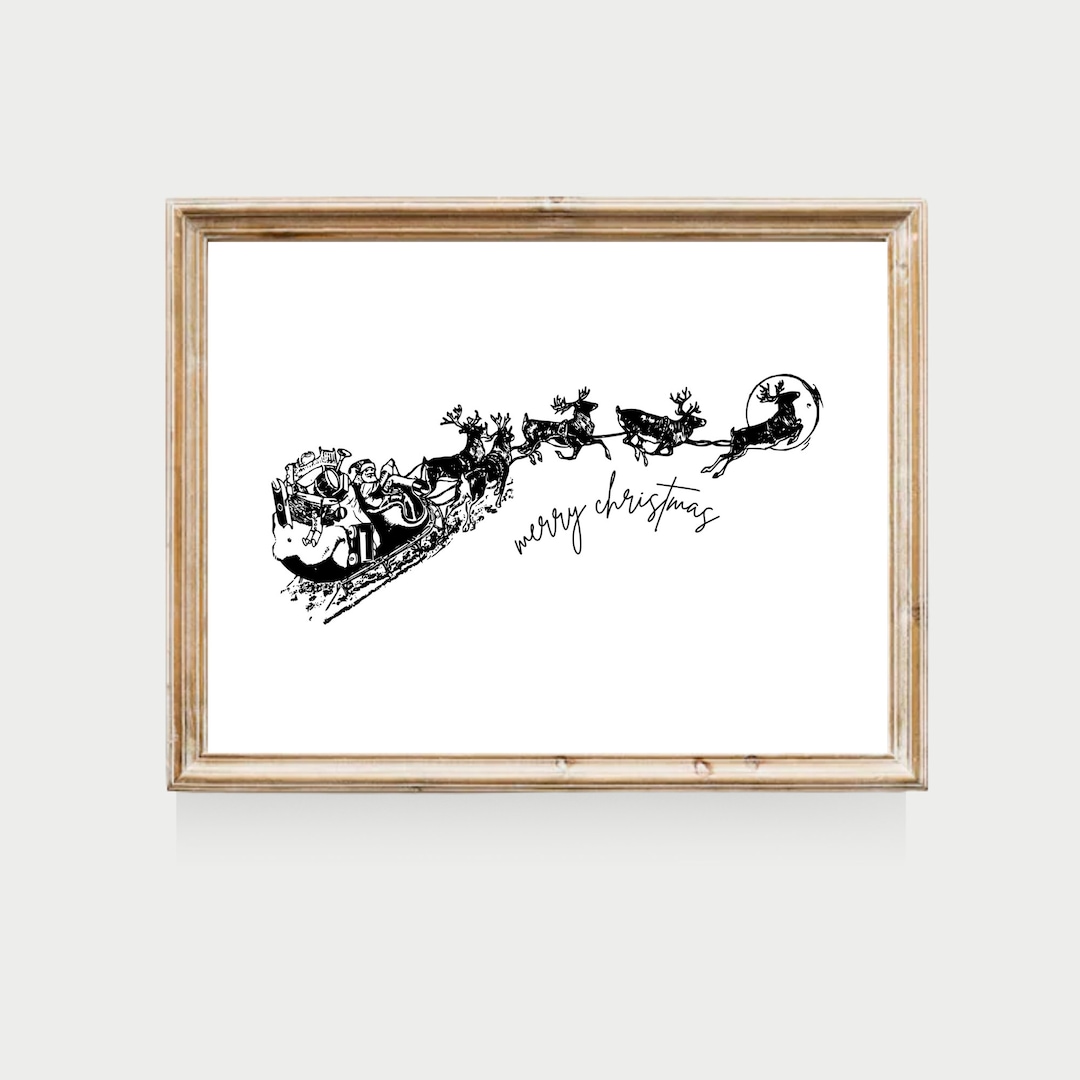 Vintage Santa's Sleigh Art, PRINTABLE, Vintage Christmas Wall Art, Christmas Decor - Etsy
