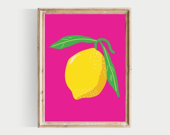 lemon print, kitchen printable, PRINTABLE, colorful fruit print, colorful kitchen print, printable kitchen print