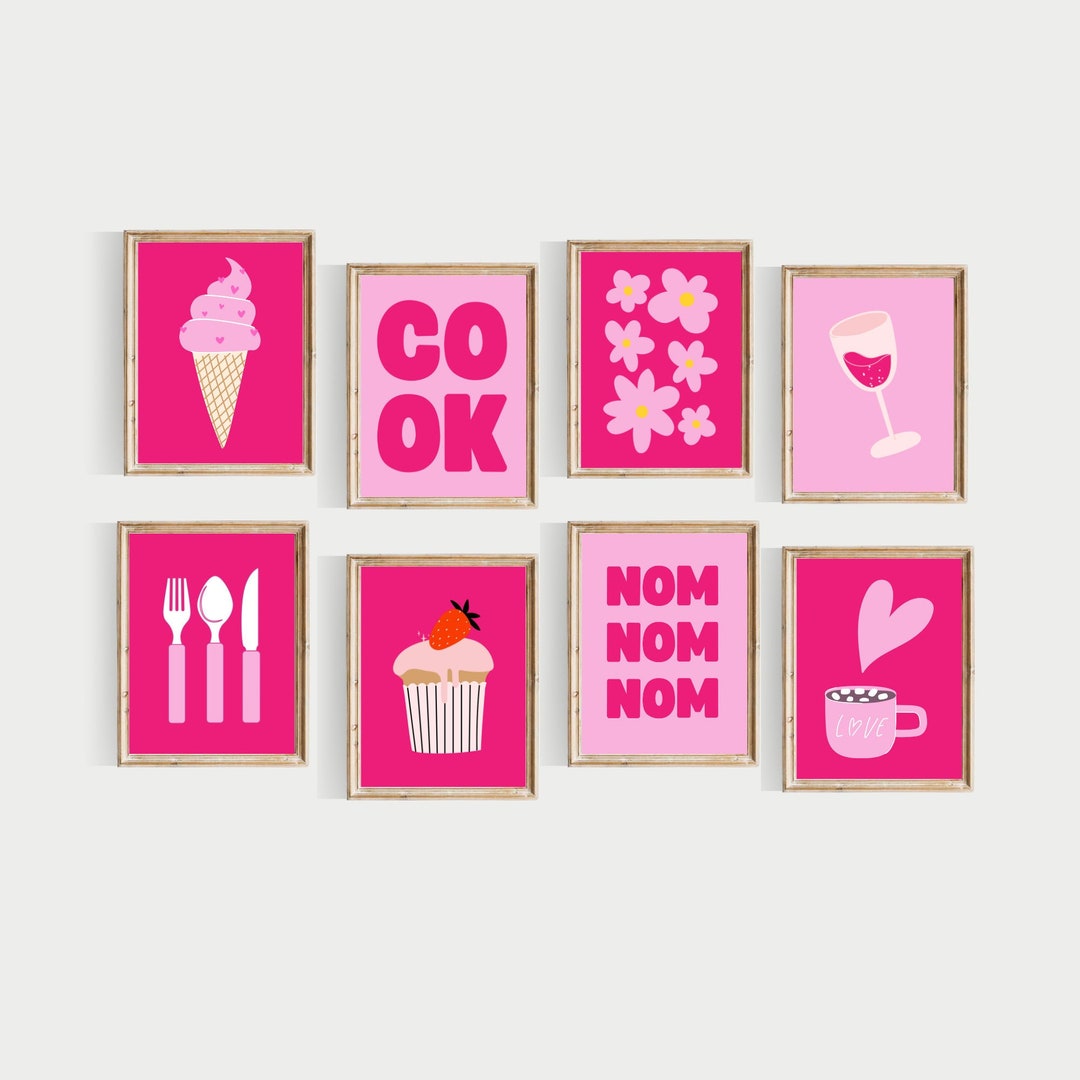 Pink Kitchen Prints PRINTABLE Pink Kitchen Gallery Set Cute - Etsy
