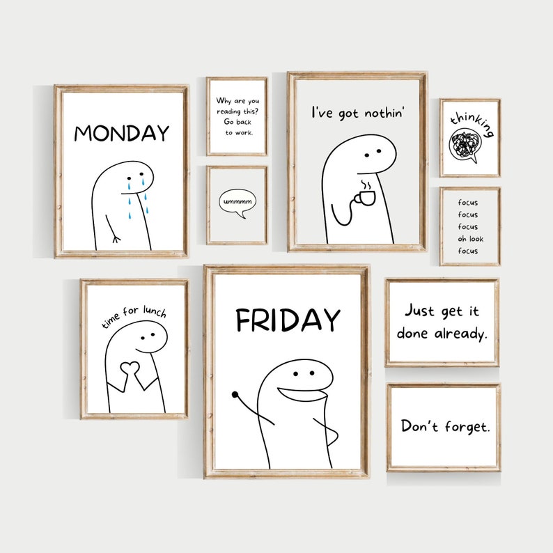 funny office wall gallery, PRINTABLE, office wall art, funny wall art, office prints, home office art, funny work prints image 1