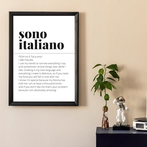 funny definitions, unique wall art, sono italiano, italian words, PRINTABLES, italian definitions, funny italian words, italian wall art