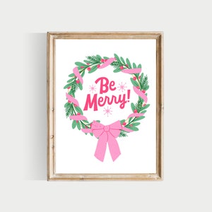 pink christmas set, PRINTABLE, pink christmas wall art, cute christmas prints, christmas printables image 3