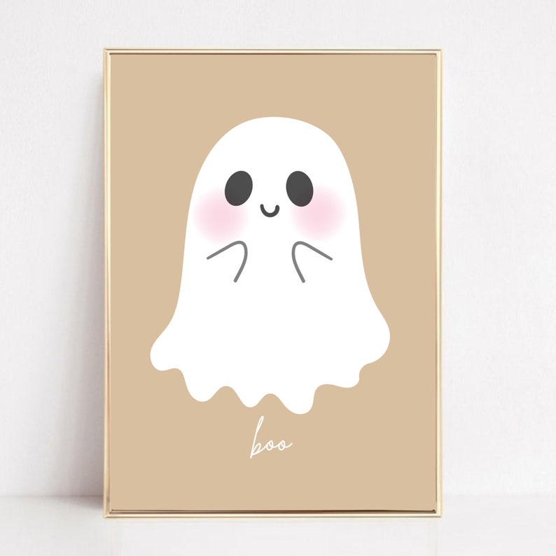 Söt spöktryck, neutral Halloweendekoration (digital nedladdning) bild 4