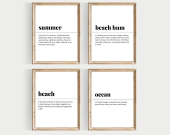 beach house decor set, PRINTABLE, beach bum definition, ocean definition, beach definition, summer definition