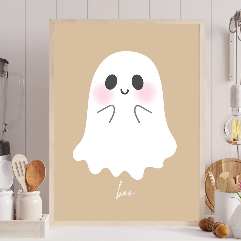 Söt spöktryck, neutral Halloweendekoration (digital nedladdning) bild 6