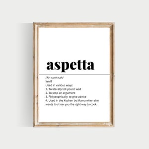 aspetta definition, italian words, PRINTABLE, italian definitions, italian wall art, italian prints