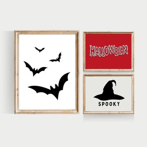 colorful halloween gallery wall, set of 21 PRINTABLES, retro halloween art, halloween wall art, halloween home decor image 3