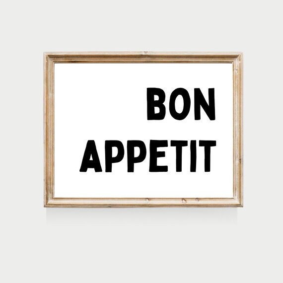 Bon Appetit PRINTABLE Bon Appetit Wall Art Kitchen Art Etsy
