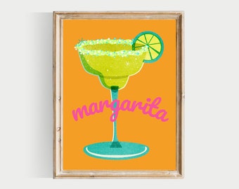 margarita print, colorful bar print, summer bar print, PRINTABLE, margarita bar glass print, bar printables