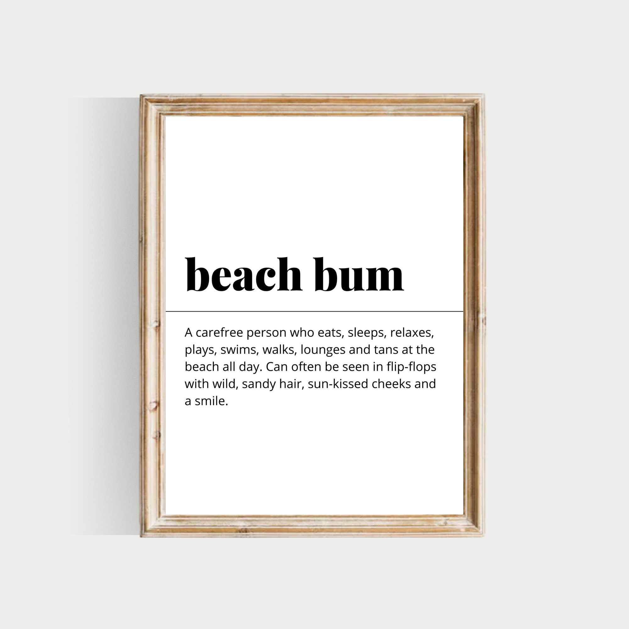 Beach Bum Definition, PRINTABLE, Summer Art, Beach Art