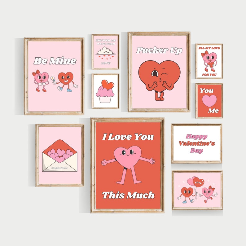 Valentine's day printable wall art, Valentine's day decor bundle